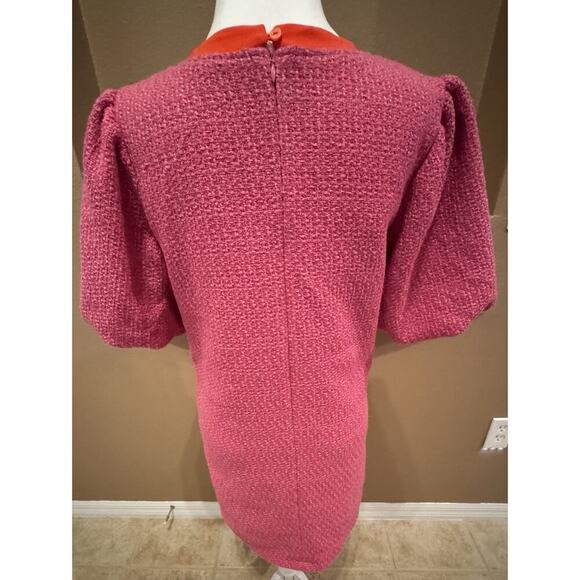 VOY TWEED PUFF SLEEVE RIBBON POCKET DETAIL DRESS SIZE S - Picture 4 of 7